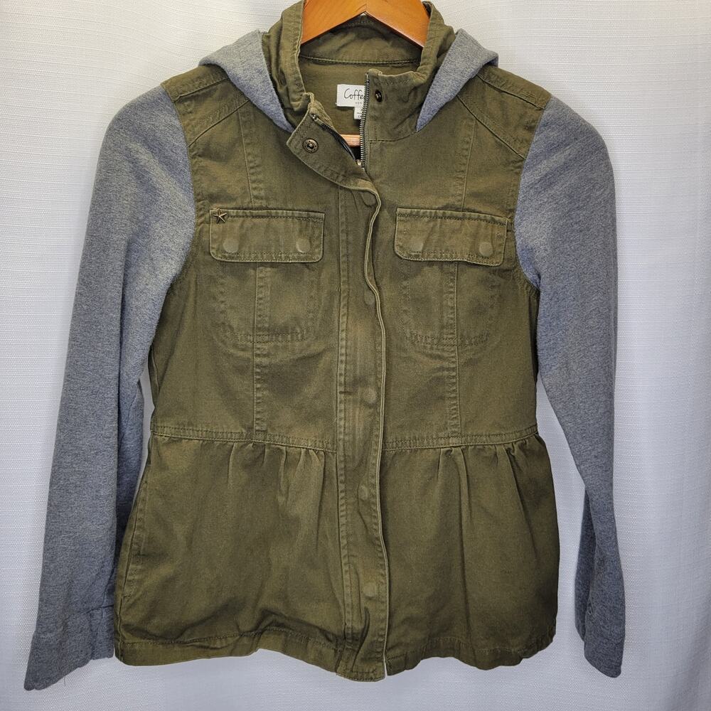 CoffeeShop Girls 100% Cotton Cargo Sweatshirt Combo Jacket, XL